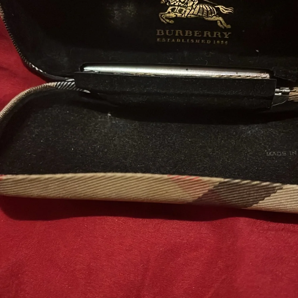 Burberry Beige and Red Plaid Glasses Case
